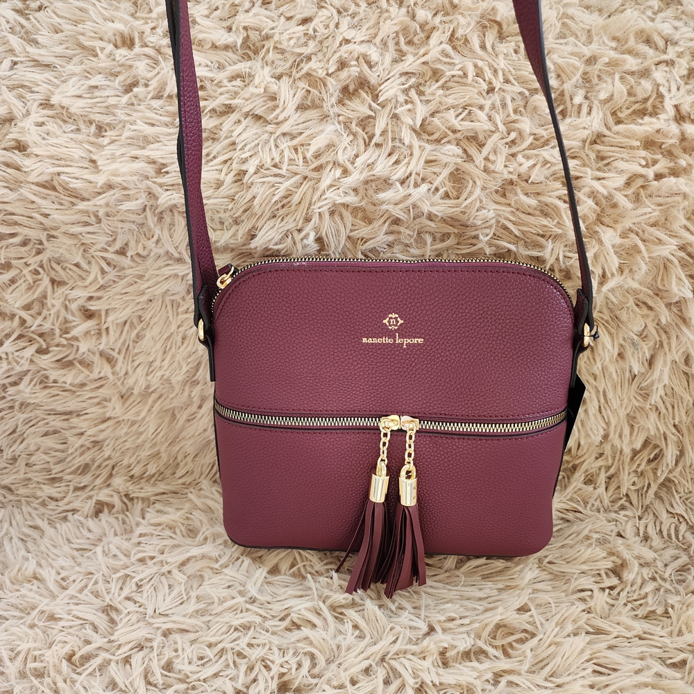 Nanette Lepore Lonnie Dome Crossbody Bag Cranberry Burgundy